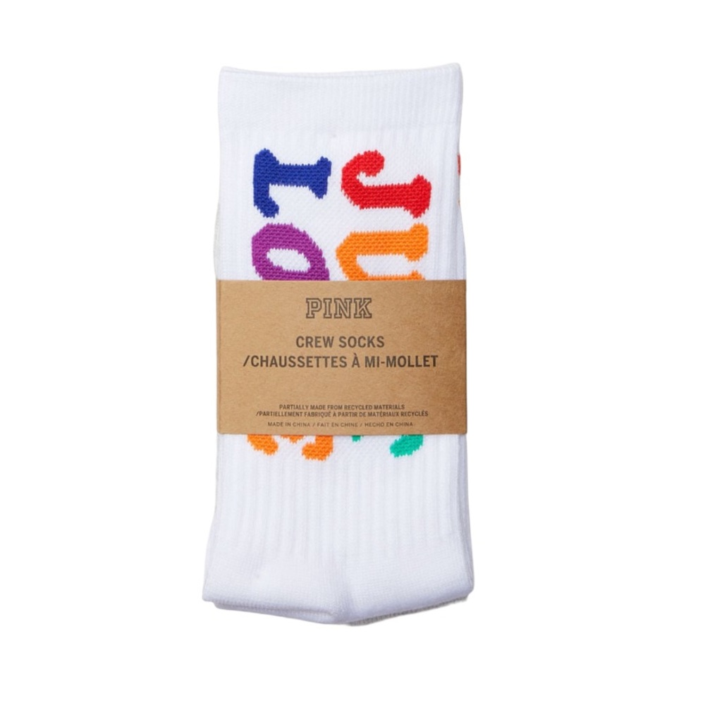 NWT 2-Pack Victoria’s Secret PINK Rainbow Crew Socks